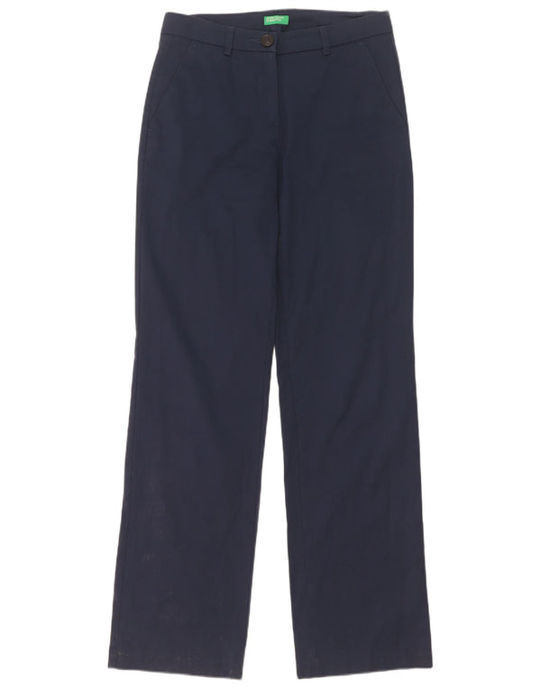 Benetton Γυναικείο ίσιο παντελόνι Chino UK 8 Small W28 L31 Navy Blue Cotton