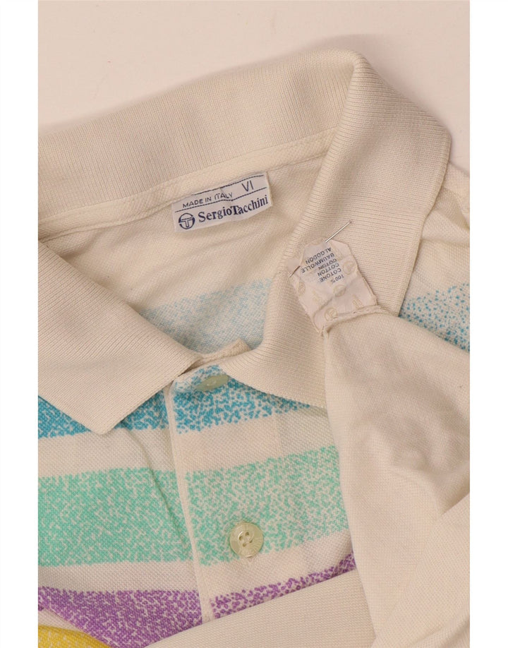 Ανδρικό πουκάμισο πόλο Sergio Tacchini, Βαμβακερό μεσαίο λευκό ριγέ