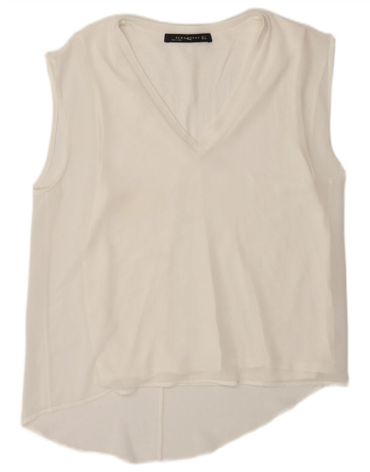 ZARA Womens Sleeveless Blouse Top UK 10 Small White