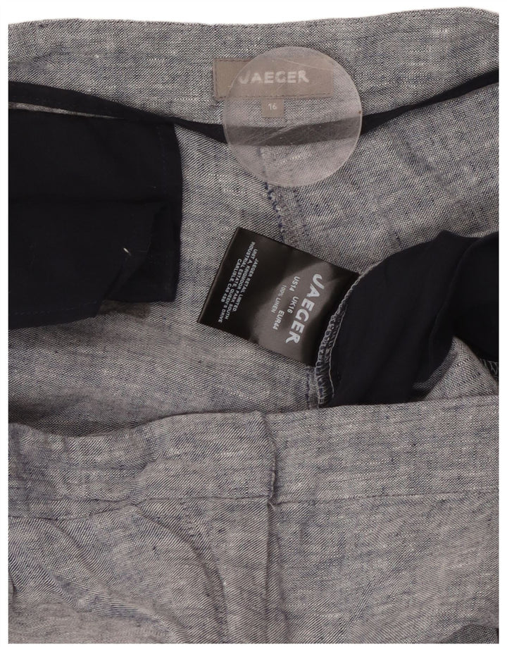 JAEGER Γυναικείο ίσιο κομμένο παντελόνι UK 16 μεγάλο W36 L25 μπλε λινό