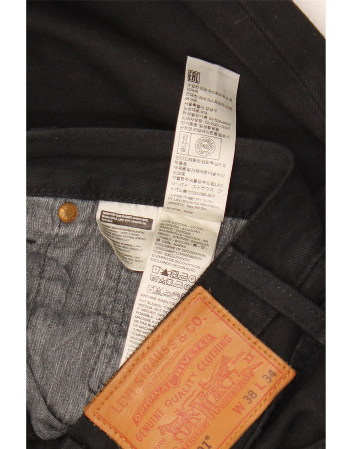 Levi's Mens 501 Straight Jeans W38 L34 Μαύρο βαμβακερό