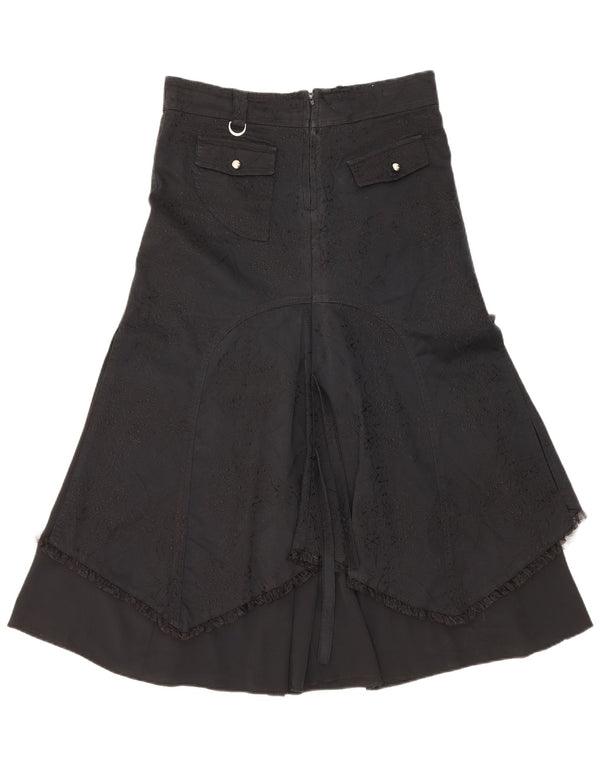 Vintage γυναικεία ψηλόμεση ασύμμετρη φούστα IT 42 Medium W30 Black Floral