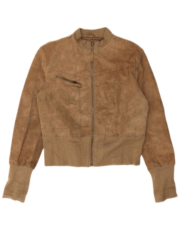 PROJECT Γυναικείο Suede Jacket UK 14 Medium Beige Leather