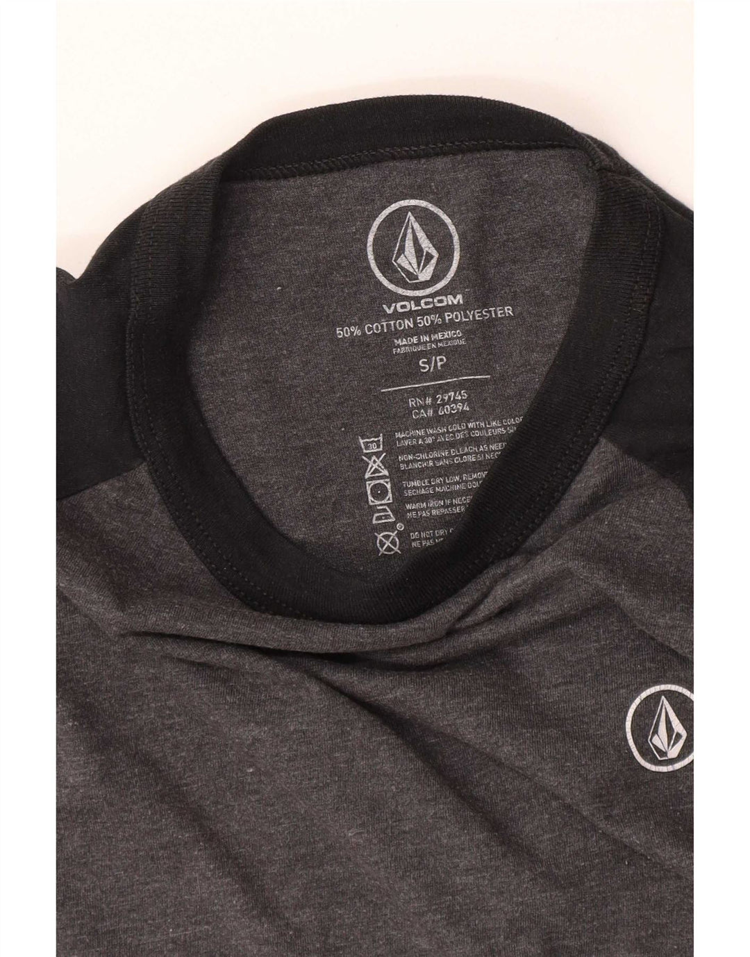 Volcom γυναικείο τοπ 3/4 μανίκι UK 10 Small Grey Colourblock βαμβακερό