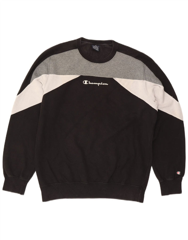 CHAMPION Ανδρικό γραφικό φούτερ Jumper XL Μαύρο Colourblock Βαμβακερό