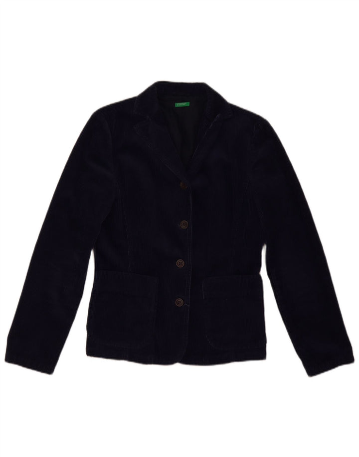 Benetton Γυναικείο Μπουφάν με 3 κουμπιά κοτλέ Blazer IT 42 Medium Navy Blue