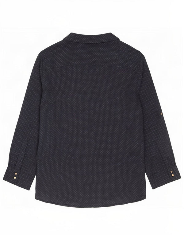 Zara Γυναικεία μπλούζα με 3/4 μανίκια Τοπ UK 14 Medium Navy Blue Spotted