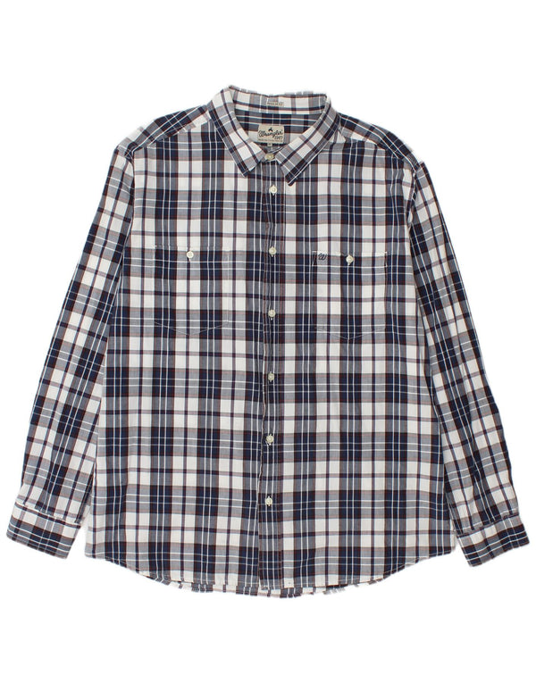 Ανδρικό πουκάμισο Wrangler κανονική εφαρμογή 2XL Navy Blue Check Cotton