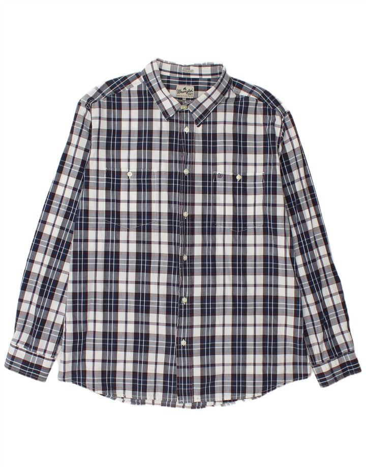 Ανδρικό πουκάμισο Wrangler κανονική εφαρμογή 2XL Navy Blue Check Cotton