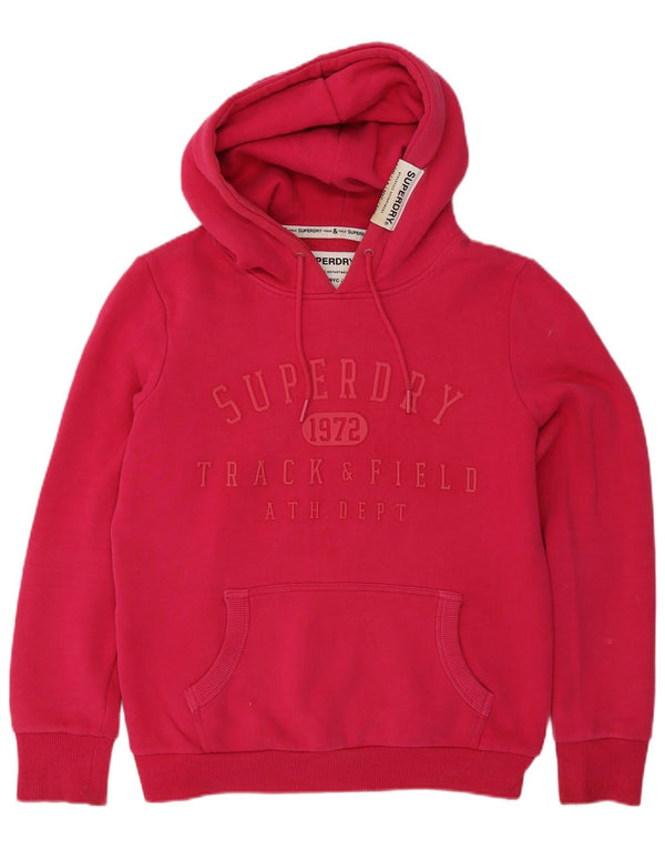 Superdry Γυναικείο Γραφικό Hoodie Jumper UK 12 Medium Pink Cotton