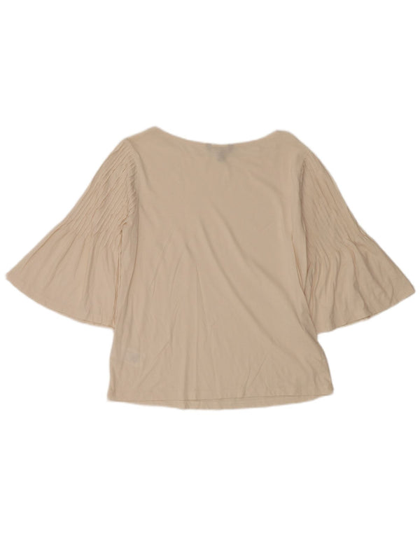 Ralph Lauren γυναικείο μπλουζάκι 3/4 μανίκια UK 14, μεσαίο ανοιχτό λευκό βαμβακερό