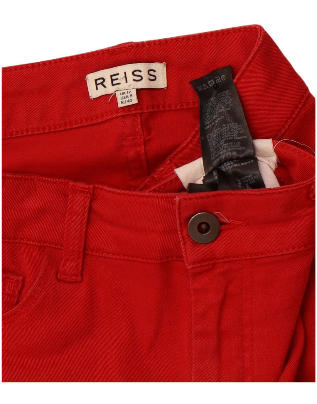 Γυναικείο Skinny Casual Παντελόνι REISS UK 12 Medium W30 L32 κόκκινο βαμβακερό