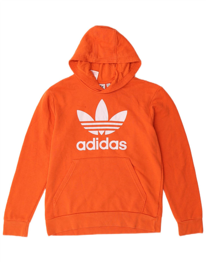 ADIDAS Boys Graphic Hoodie Jumper 12-13 ετών Πορτοκαλί βαμβάκι
