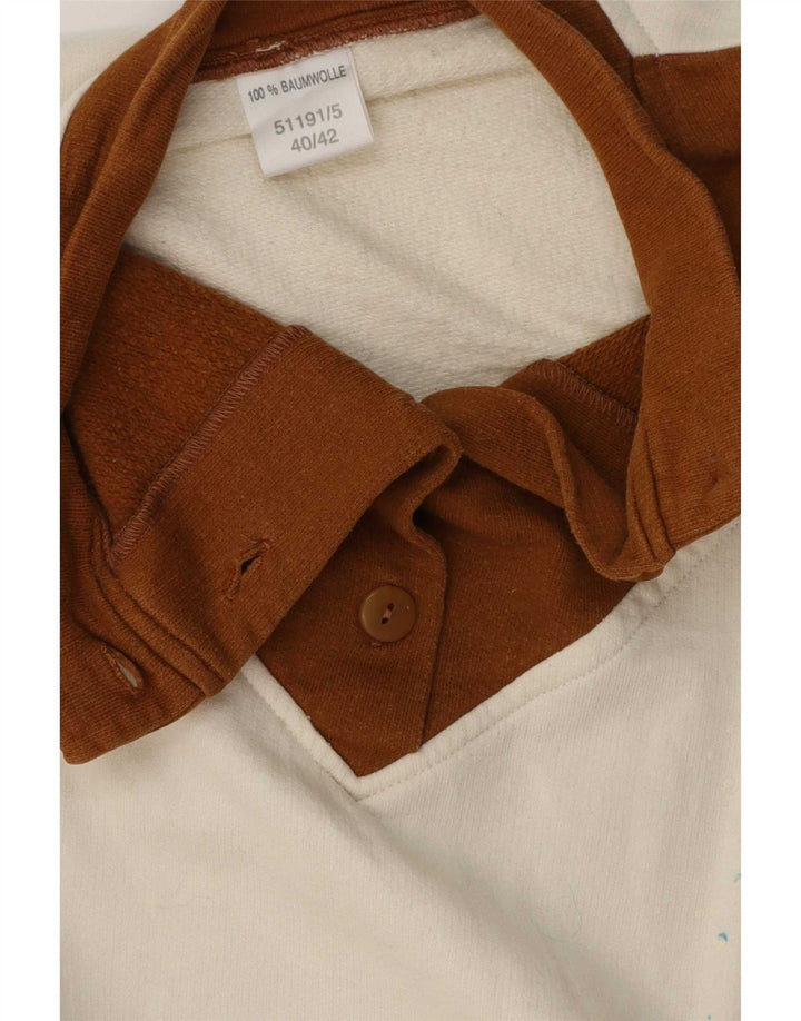 Vintage γυναικεία γραφικά φούτερ μπλούζα μπλούζα EU 40/42 Μεσαίο λευκό χρώμα