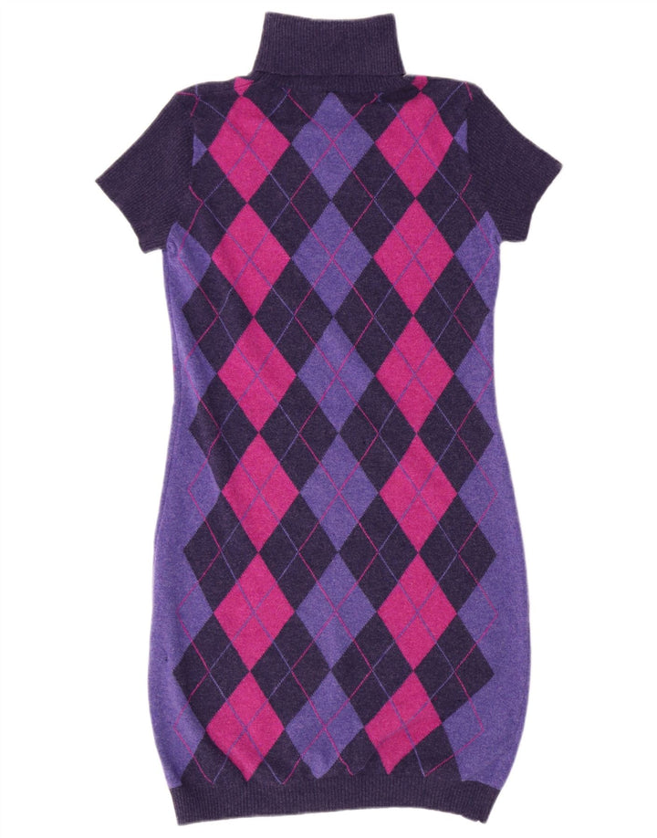 BENETTON Womens Jumper Dress UK 10 Small Multicoloured Argyle/Diamond