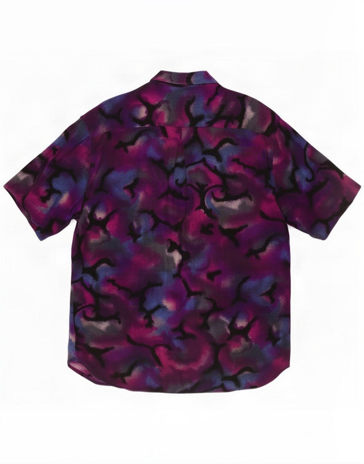 Vintage Ανδρικό Abstract Pattern Κοντομάνικο Πουκάμισο Μεγάλο Μωβ