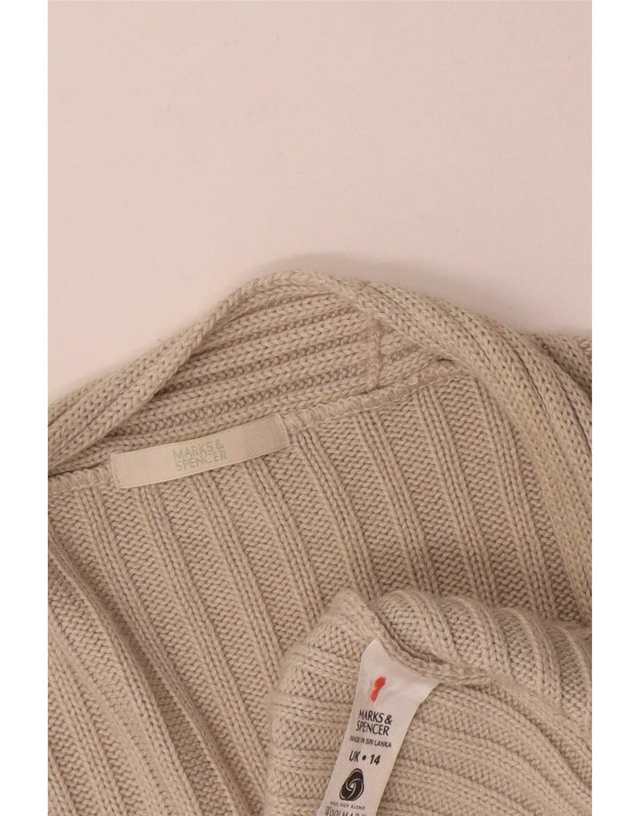 Marks & Spencer Γυναικείο Longline ανοιχτό πουλόβερ ζακέτα UK 14 Large Beige