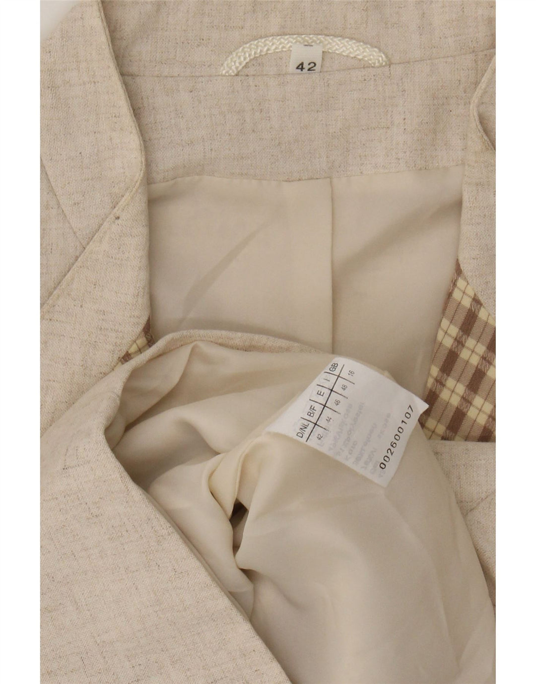 Vintage γυναικείο σακάκι 3/4 με 2 κουμπιά blazer UK 16 μεγάλο μπεζ βισκόζη