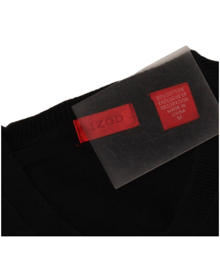 Ανδρικό πουλόβερ Izod με V λαιμόκοψη, μεσαίο μαύρο βαμβακερό