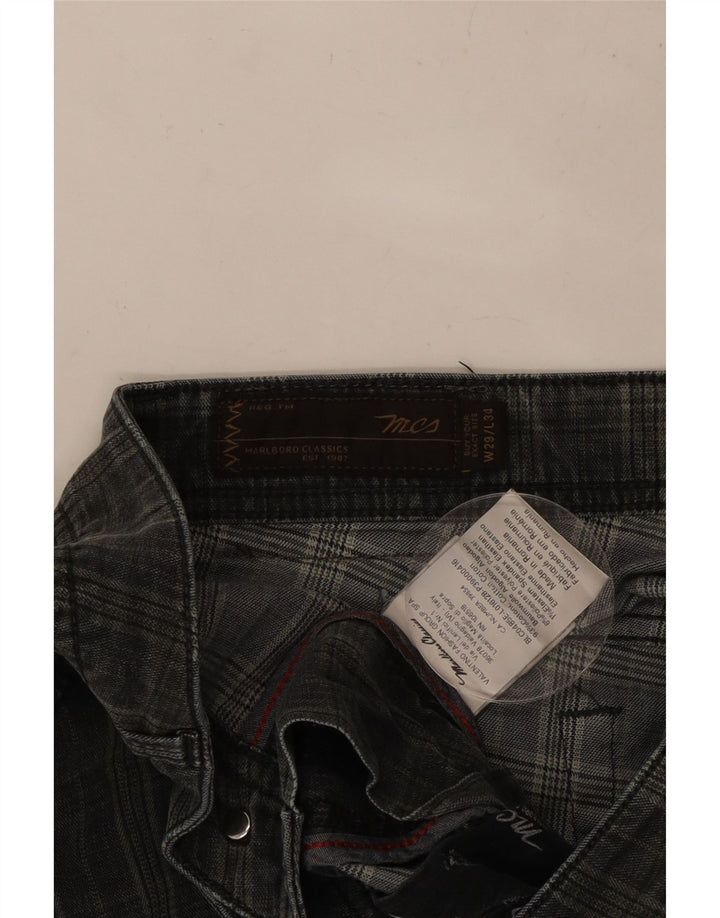 MARLBORO CLASSICS Ανδρικό ίσιο casual παντελόνι W29 L29 μαύρο βαμβακερό καρό