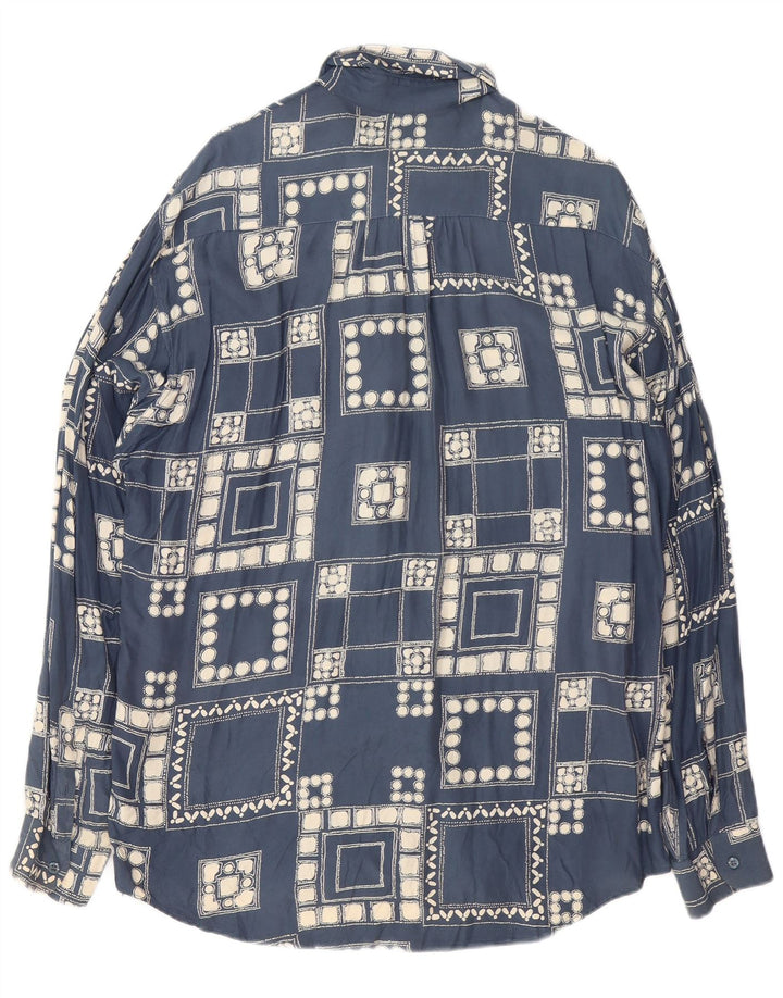 Ανδρικό πουκάμισο VINTAGE Μεγάλο Navy Blue γεωμετρικό