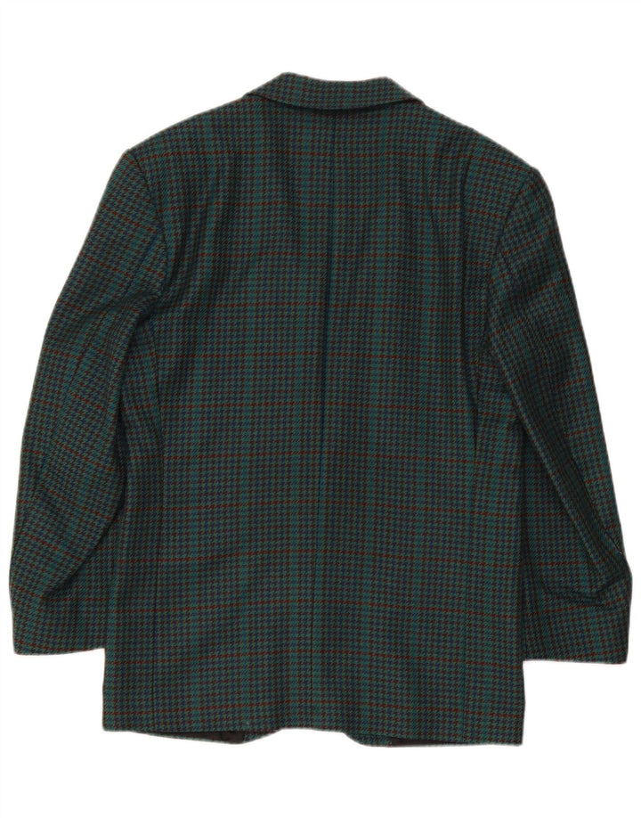 Vintage Ανδρικό τζάκετ με 2 κουμπιά σακάκι IT 46 Small Green Houndstooth New Wool