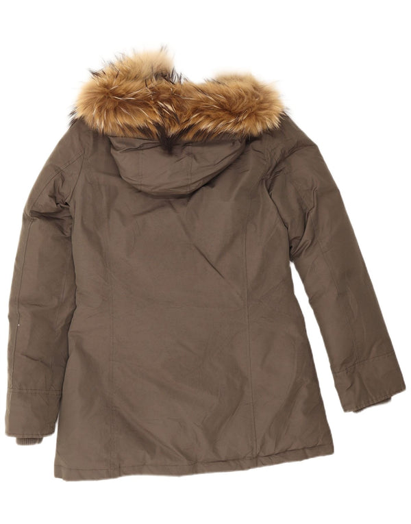 Γυναικείο Canadian Hooded Parka Jacket UK 10 Small Brown Βαμβακερό