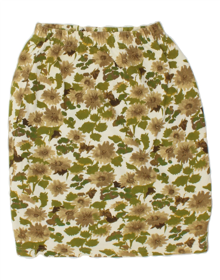 NEW PENNY Womens Pencil Skirt UK 10 Small W26 Green Floral Cotton | Vintage New Penny | Thrift | Second-Hand New Penny | Used Clothing | Messina Hembry 