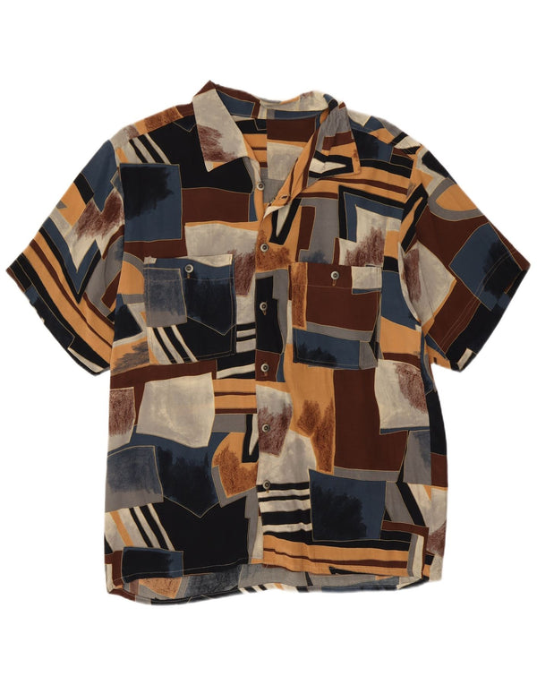 Vintage ανδρικό κοντομάνικο πουκάμισο Μικρό πολύχρωμο γεωμετρικό ρετρό