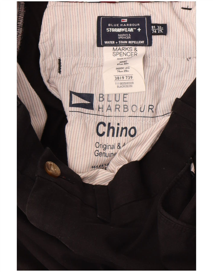 Marks & Spencer Ανδρικό Παντελόνι Chino Straight Blue Harbour W32 L29 Μαύρο