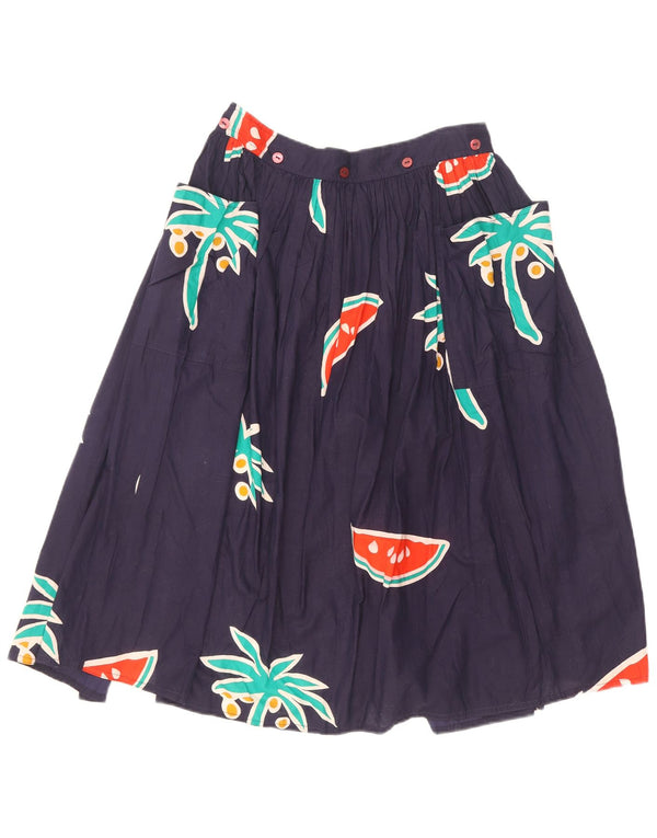 Γυναικεία πλισέ φούστα Oceano IT 42 Medium W26 Navy Blue Floral Βαμβακερή
