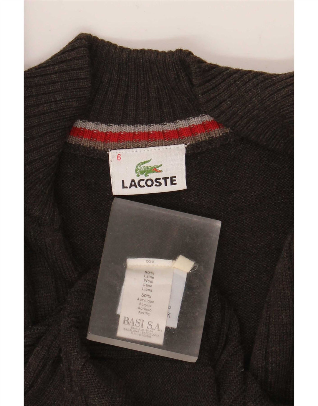 Ανδρικό πουλόβερ ζακέτα Lacoste Μέγεθος 6 XL Καφέ Μαλλί