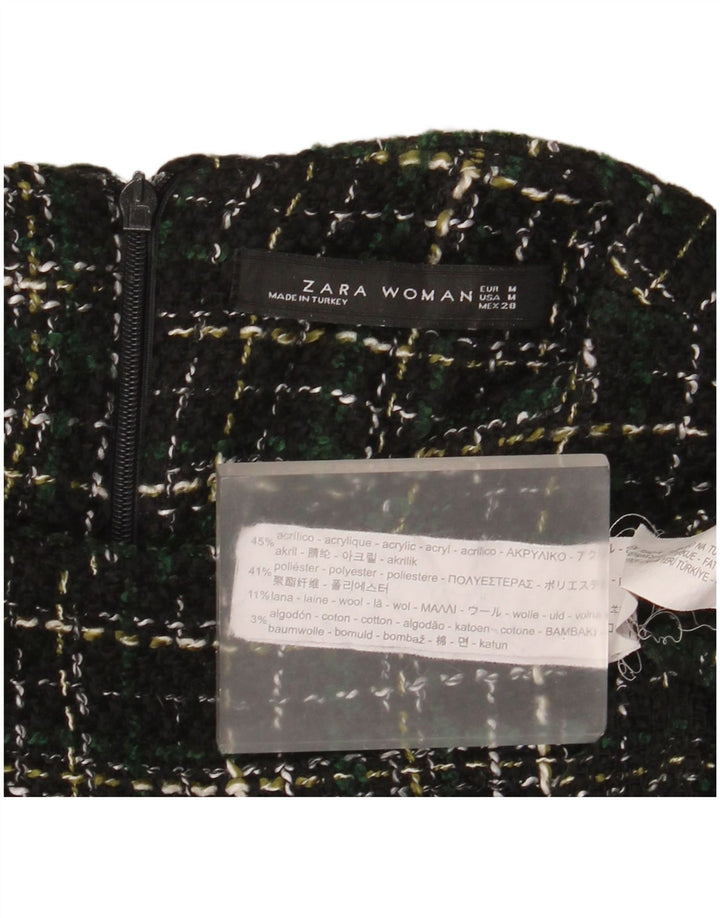 Zara Γυναικείο μακρυμάνικο φόρεμα Shift UK 14 Μεσαίο πράσινο ακρυλικό τσεκ