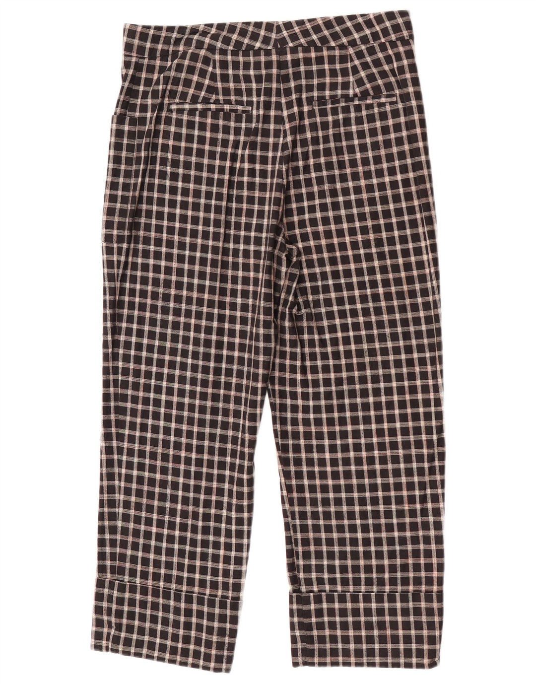 Zara Γυναικείο Cropped Παντελόνι Medium W28 L23 Black Check Cotton