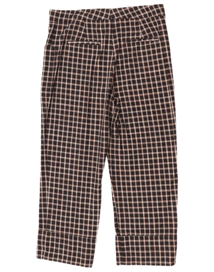 Zara Γυναικείο Cropped Παντελόνι Medium W28 L23 Black Check Cotton