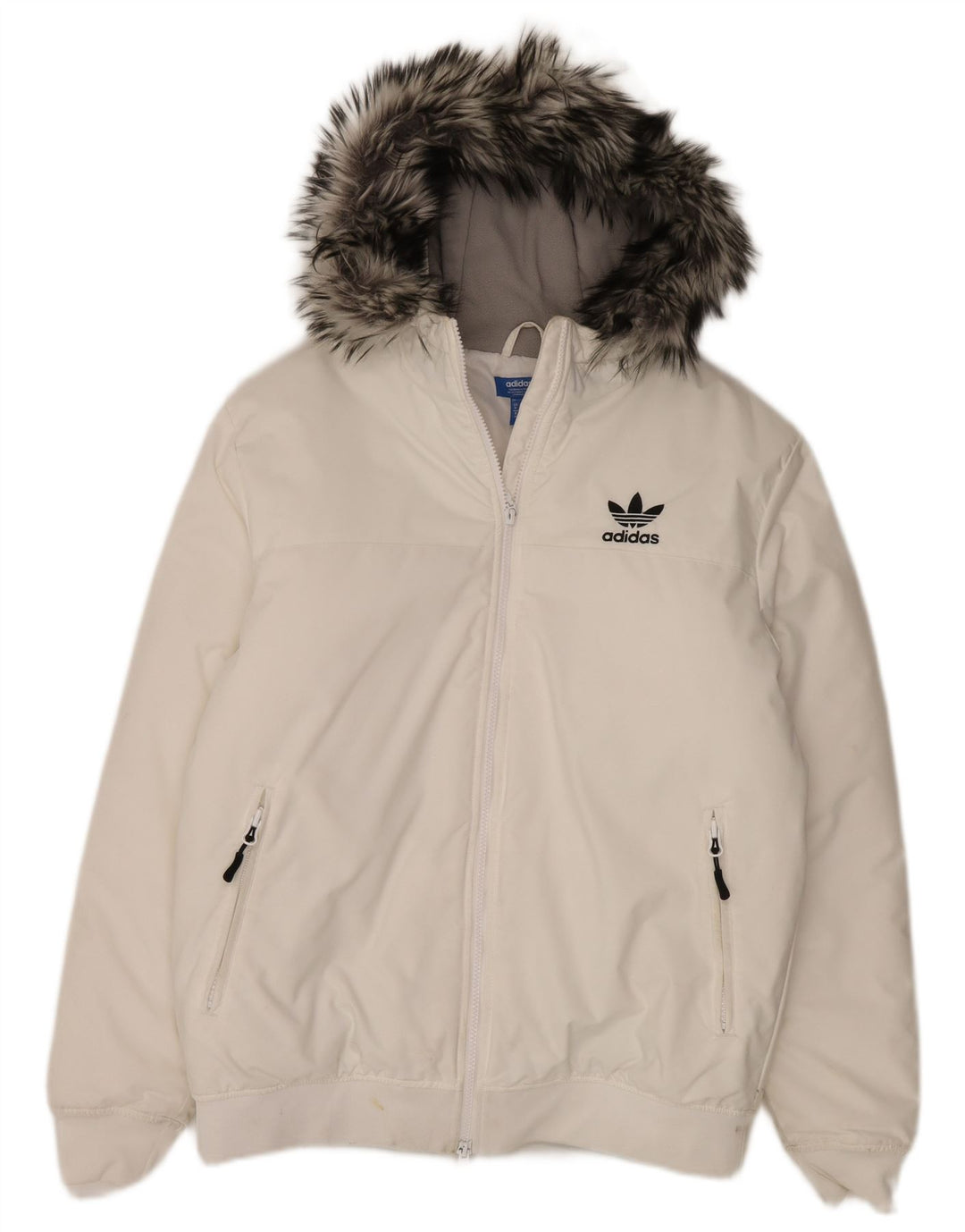 Ανδρικό μπουφάν με κουκούλα Adidas UK 38 Medium White Nylon