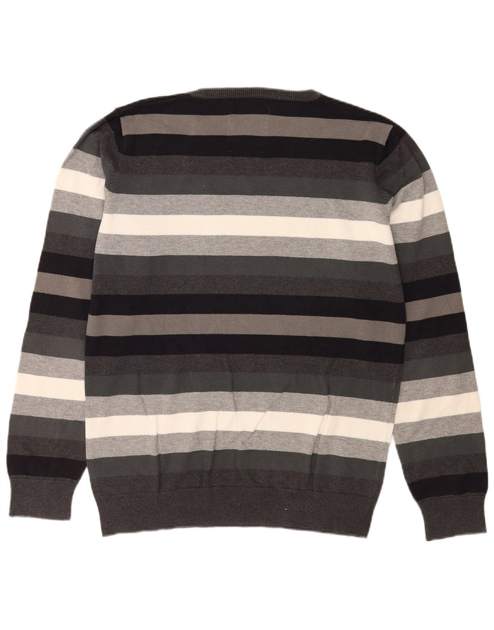 Jack & Jones Ανδρικό πουλόβερ με λαιμόκοψη με λαιμόκοψη μεγάλο γκρι ριγέ