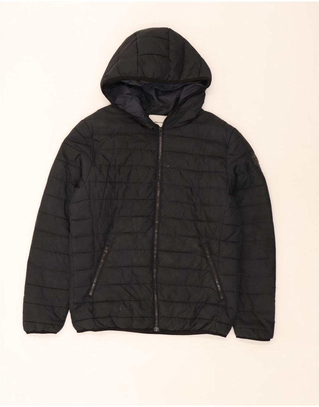 Jack & Jones Ανδρικό μπουφάν με κουκούλα UK 40 μεγάλο μαύρο πολυεστέρα