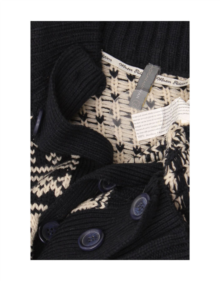 Ανδρικό πουλόβερ VINTAGE Ζακέτα 2XL Navy Blue Fair Isle Acrylic