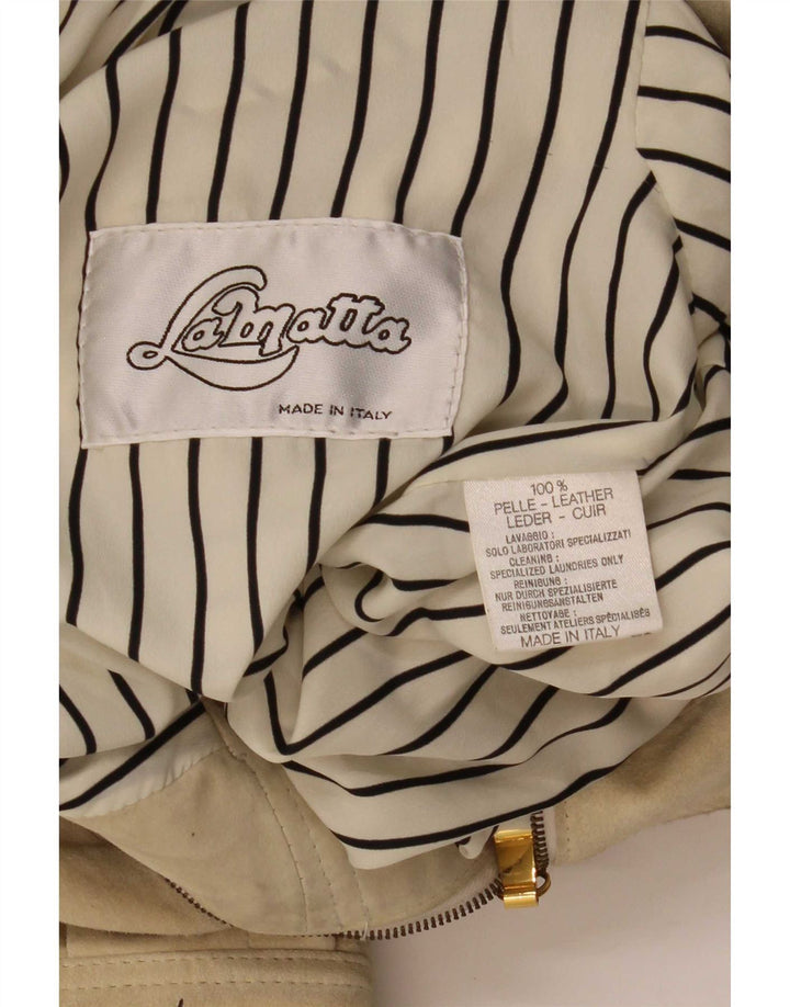 Lamatta Γυναικείο υπερμεγέθη Crop Suede Bomber Jacket UK 16 Large Beige Leather