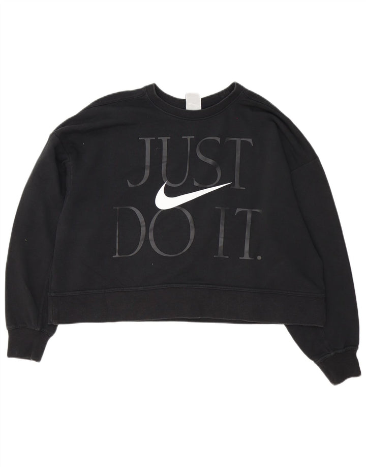 Γυναικείο Nike Dri Fit γραφικό φούτερ μεγάλου μεγέθους Jumper UK 16 μεγάλο μαύρο