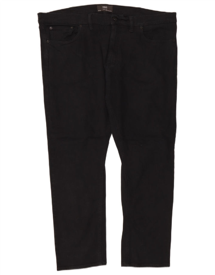 Marks & Spencer Ανδρικό Slim Jeans W42 L29 Μαύρο βαμβακερό