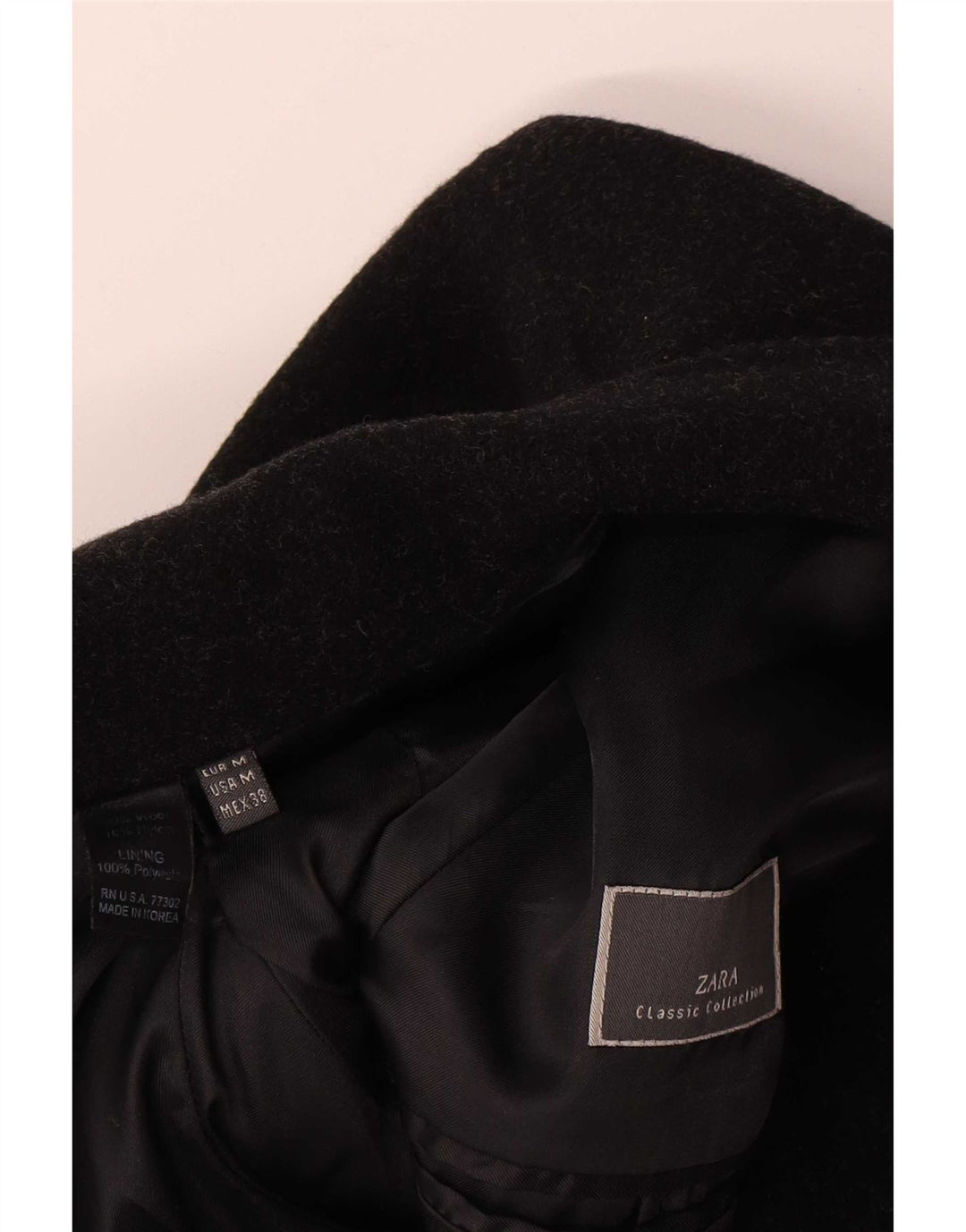 Zara Ανδρικό Πανωφόρι UK 38 Μεσαίο Μαύρο Μαλλί