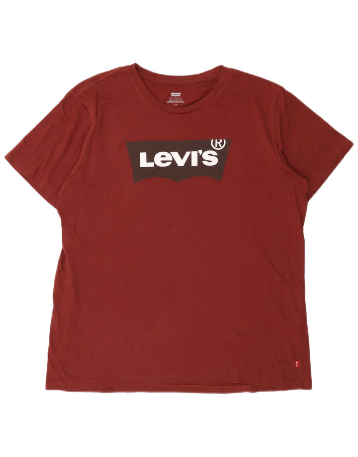 Ανδρικό γραφικό T-Shirt Levi's Top μεγάλο μπορντό βαμβακερό