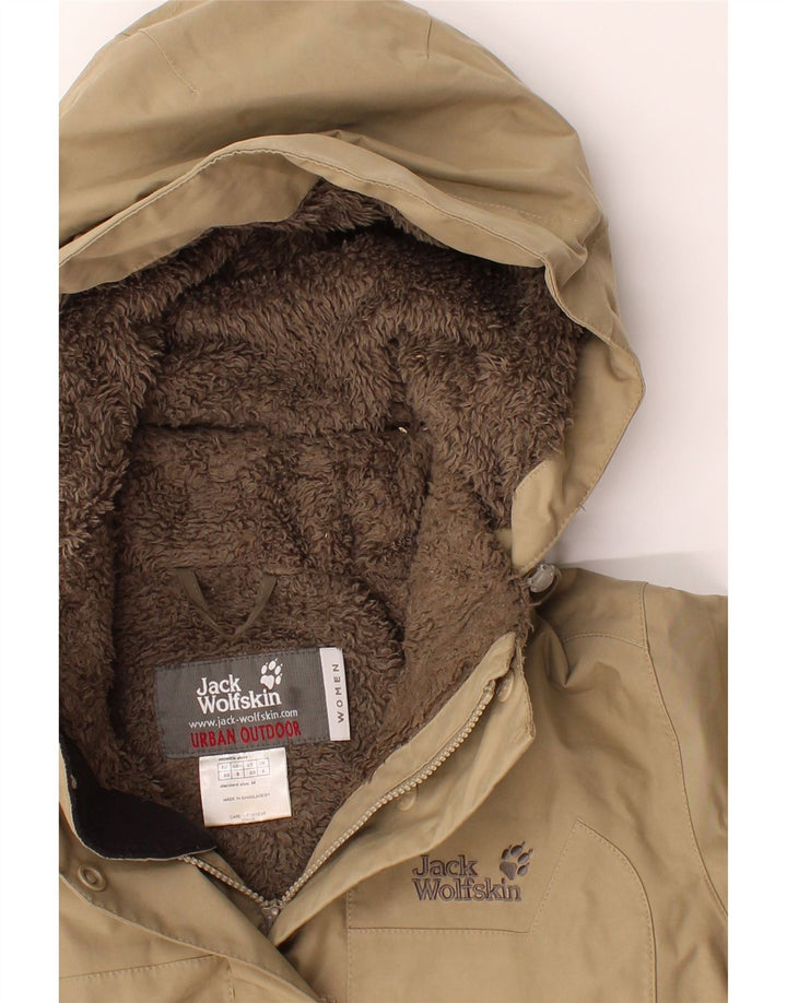 JACK WOLFSKIN Womens Hooded Windbreaker Coat UK 8 Small Beige Polyester Vintage Jack Wolfskin and Second-Hand Jack Wolfskin from Messina Hembry 
