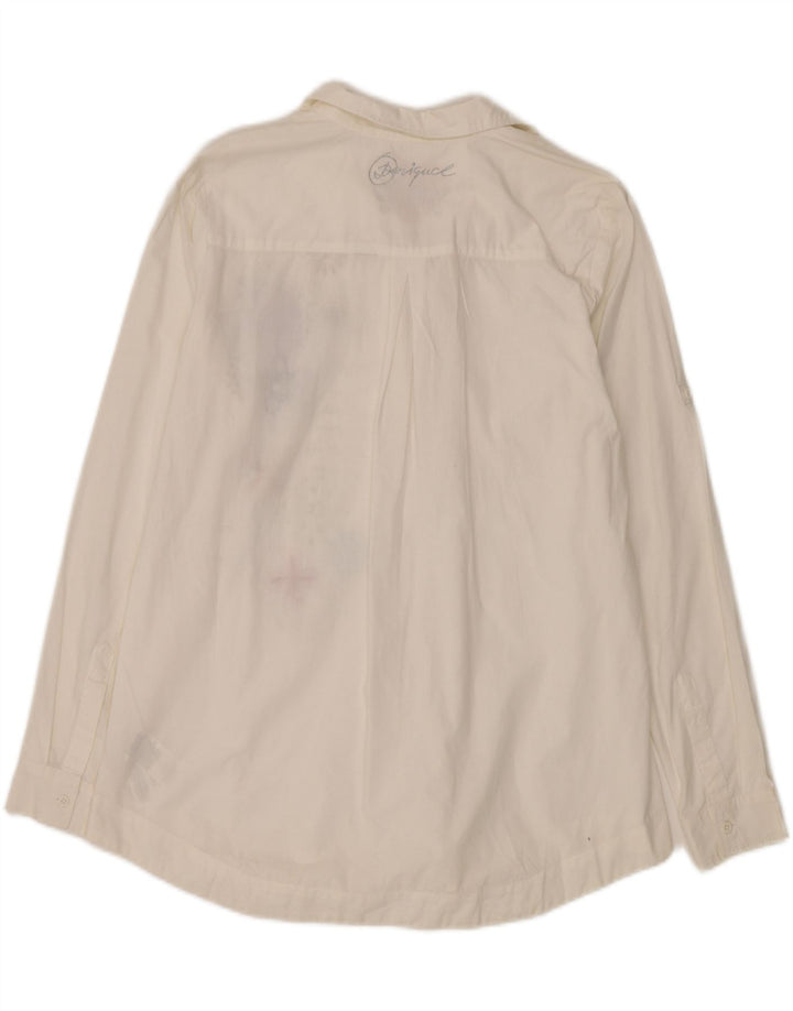 DESIGUAL Γυναικείο γραφικό πουκάμισο UK 16 μεγάλο λευκό φλοράλ βαμβακερό