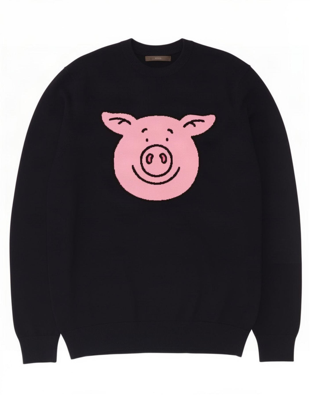 Ανδρικό πουλόβερ Marks & Spencer Graphic Crew Neck Jumper Μεσαίο μαύρο βαμβακερό