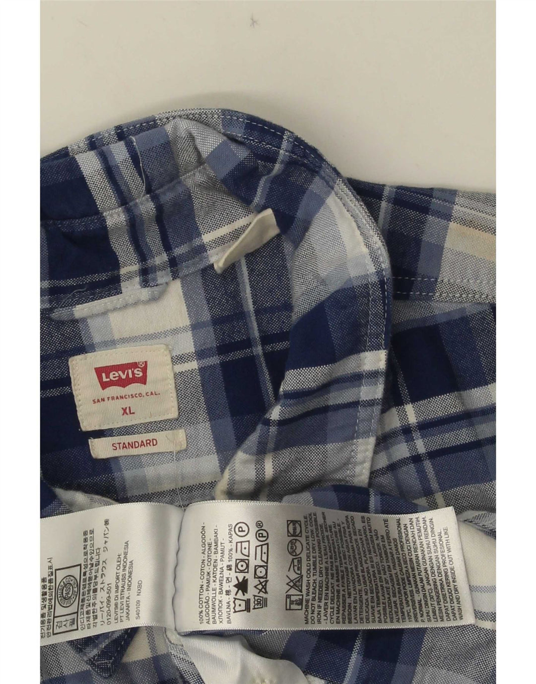 Ανδρικό πουκάμισο Levi's Standard Flannel XL Blue Check Cotton