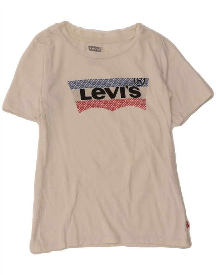 LEVI'S Boys Graphic T-Shirt Top 9-10 Years White Vintage Levi's and Second-Hand Levi's from Messina Hembry 