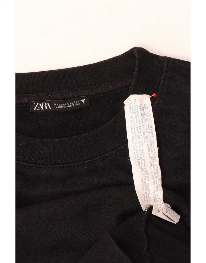 Zara Γυναικεία φούτερ υπερμεγέθης Crop Jumper UK 10 Small Black Polyester
